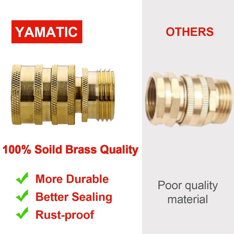 YAMATIC Garden Hose Quick Connect Water Hose Fittings - 3/4"" Thread - High Grade Brass Durability and Leak Free Upgrade(2 PACK) - Image 5